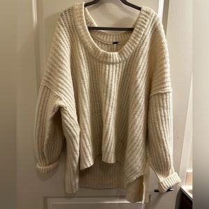 Free People XL Oversized Chunky Cream Sweater
